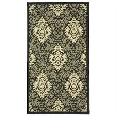 Safavieh 2 Ft. - 7 In. X 5 Ft. Small Rectangle- Indoor - Outdoor Courtyard Black And Sand Machine Made Rug CY2714-3908-3